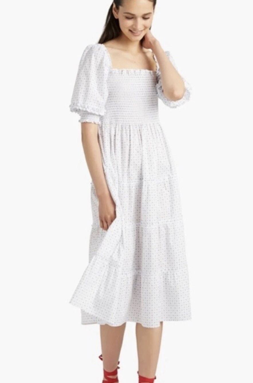 Hill House The Nesli Nap Dress Pampelonne White Paisley Dress Sz. S